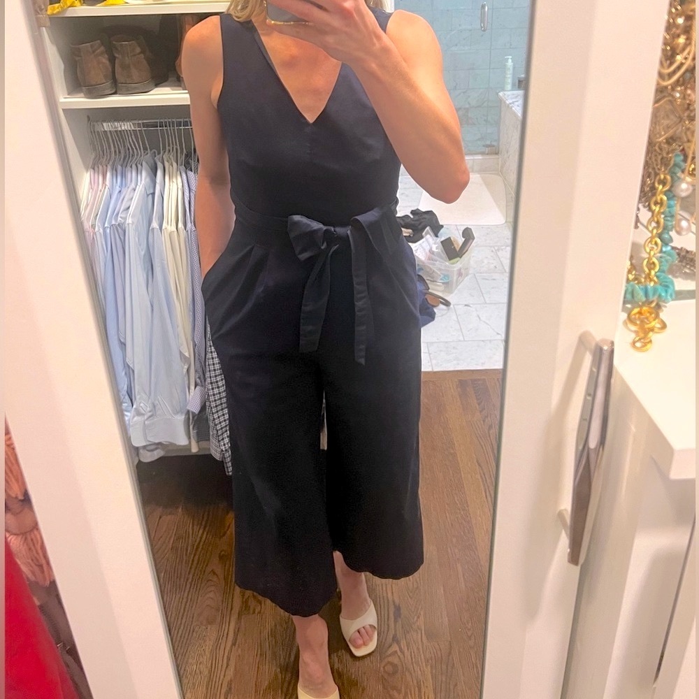 J.Crew Navy Vneck Jumpsuit